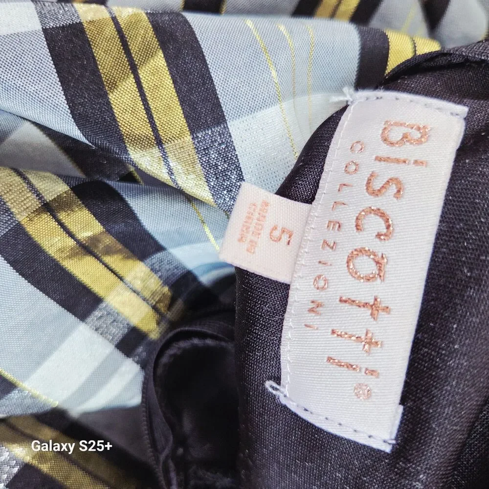 Biscotti Collezioni Girls Holiday Dress Size 5 Black Velvet Gold Plaid